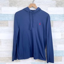 POLO Ralph Lauren Hooded T Shirt Navy Blue Long Sleeve Lightweight Mens Medium - $39.59
