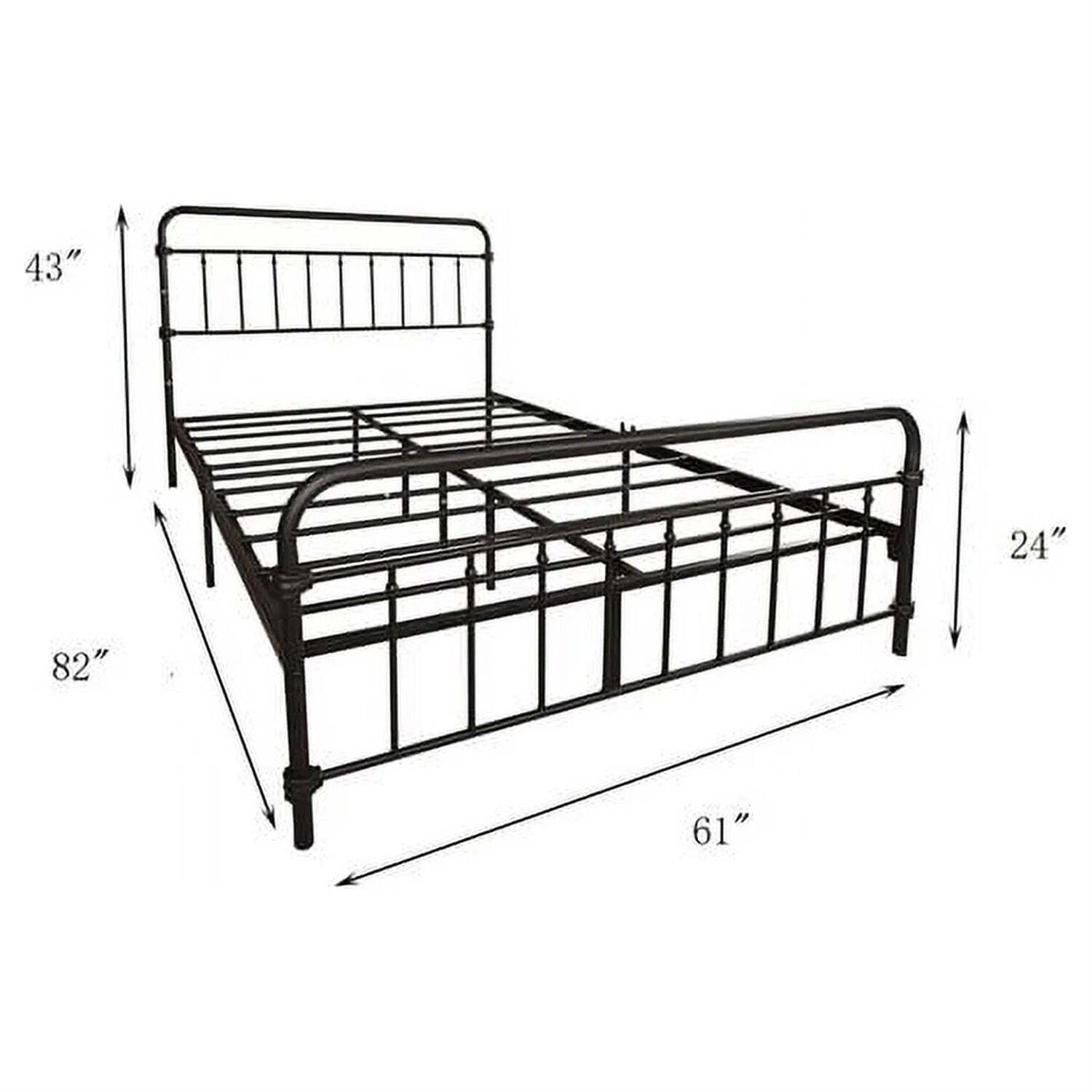 Queen Size Black Metal Bed Frame With Rounded Headboard Item image 5
