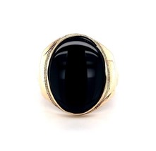 Authenticity Guarantee 
10k Yellow Gold Men&#39;s Genuine Natural Black Onyx Ring... - £592.62 GBP