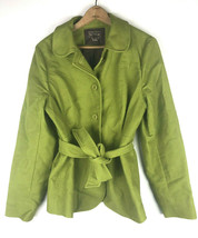 LL Bean Small Jacket Womens Utility Hip Trench Pea Coat Belted Green Y2K - £29.60 GBP