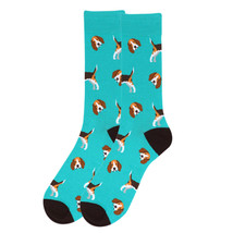 Parquet Men&#39;s Crew Novelty Socks Beagle Dog Shoe Size 6-12.5 Green Color... - £9.12 GBP