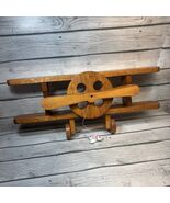 vtg Wooden 2 tier airplane Wall Hanging book Shelf art hand crafted knic... - $57.42