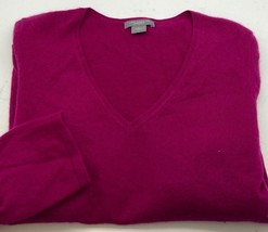 Ann Taylor Cashmere Sweater Womens Large Red V Neck Long Sleeve Knit Pullover - £19.87 GBP