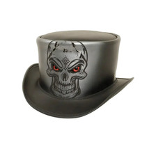 Malevolent | Men&#39;s Black Top Hat Halloween Festival 100% Genuine Leather Top Hat - £29.98 GBP+