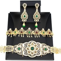 Arabic Morocco Bride Wedding Jewelry Sets Gold Color Caftan Belt Algeria Head Ch - £43.02 GBP