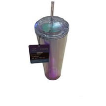 Zinny 24 Ounce BPA Free Clear Iridescent Tumbler Lid With Straw Brand New  - $13.55