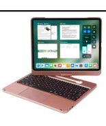 For iPad Pro 12.9&quot; 6th 2022 5th 4th 3rd Gen Case keyboard Rose gold Back... - £25.94 GBP