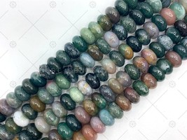 2mm Large Hole Natural Indian Agate Beads, 6x10mm Rondelle Smooth Indian Agate, - £6.45 GBP