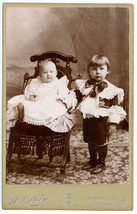 Circa 1890&#39;S Cabinet Card Two Adorable Siblings Victorian Wl Stein Milwaukee Wi - £7.47 GBP