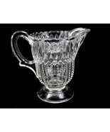 Vintage Glass Cream Pitcher, Vertical Diamonds &amp; Beads, Scalloped w/Foot... - $20.02 CAD