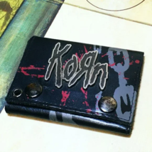 Vintage 2000&#39;s Y2K Korn Band Wallet Genuine Leather Chain Wallet Numetal Rock - £186.71 GBP