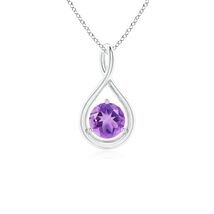 ANGARA 0.45 Ct Natural Amethyst Round Shape Pendant Necklace in Sterling... - $179.55+