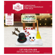 Holiday Time 4 ft 'Melting Snowman For Sale' Christmas Airblown Yard Inf... - $75.23