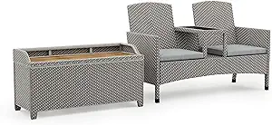 Furniture of America Newburgh 2-Piece Coastal Aluminum, Rattan Loveseat,... - £1,367.62 GBP