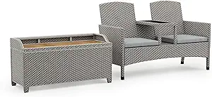 Furniture of America Newburgh 2-Piece Coastal Aluminum, Rattan Loveseat,... - $1,750.99