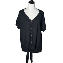 Torrid Waffle Knit Top Black Tie Front Short Sleeve Blouse Women Size 2 2X - £17.06 GBP