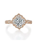 1.00 Carat Vintage Style Art Deco Flower Engagement Ring 14K Rose Gold P... - £41.73 GBP