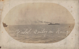 U S S BAILEY ON RANGE~WW1 ERA MILITARY SHIP~1910s PHOTO POSTCARD - £8.49 GBP
