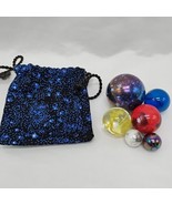Set Of (6) Space Planet Glass Marbles With Bag Earth Moon  - $43.45 CAD