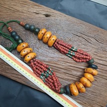 Handcrafted Amber Resin and glass beads Vintage Jewelry Necklace 333grams - £92.77 GBP