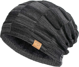 Slouchy Beanie for Men Winter Hats for Guys Cool Beanies Mens Lined Knit Warm Th - £11.65 GBP