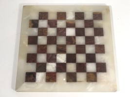 Hand Made Marble Chess Board - Off White &amp; Brown 12”x 12” Display - £71.21 GBP