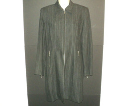 CACHE Coat Sz Small 6 Charcoal Gray Pin Stripes Lightweight Knee-Length ... - £26.60 GBP
