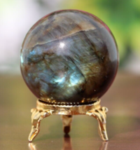 Gorgeous Flashing Labradorite Sphere Ball Stone Natural Crystals Balls Decors - £54.53 GBP