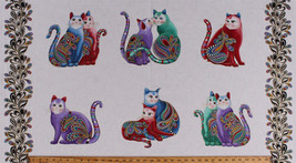 23.5&quot; X 44&quot; Panel Cats Couples on White Cat-i-tude 2 Cotton Fabric Panel D382.34 - £6.88 GBP