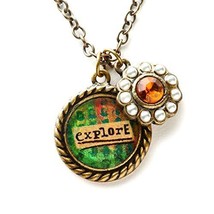 Kelly Rae Roberts Necklace, 19-in Brass-Tone &#39;Explore&#39; Charm Pendant Necklace - £15.82 GBP