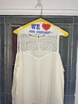 Express Sz L Cold Shoulder Lace Blouse White Long Sleeve Sheer Tie Shoul... - $14.80