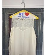 Express Sz L Cold Shoulder Lace Blouse White Long Sleeve Sheer Tie Shoul... - $14.80
