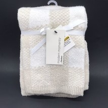 Modern Moments Baby Blanket Boucle Plaid Tan White Single Layer Gerber - £39.33 GBP