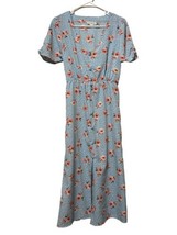 Full Circle Trends Womens Large Dress Blue Pink Floral Midi NWT - £14.00 GBP