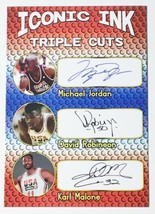 Iconic Ink Triple Cuts Facsimile Autograph  Jordan, David Robinson, Karl Malone - £1.94 GBP