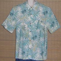 Joe Marlin Hawaiian Shirt White Turquoise Blue Gold Palm Leaves Size XXL - £19.60 GBP