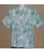 Joe Marlin Hawaiian Shirt White Turquoise Blue Gold Palm Leaves Size XXL - €21,31 EUR