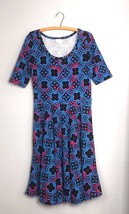 Lularoe Size XL Textured Nicole Dress Geometric Blue Hot Pink Black Print  - £7.96 GBP