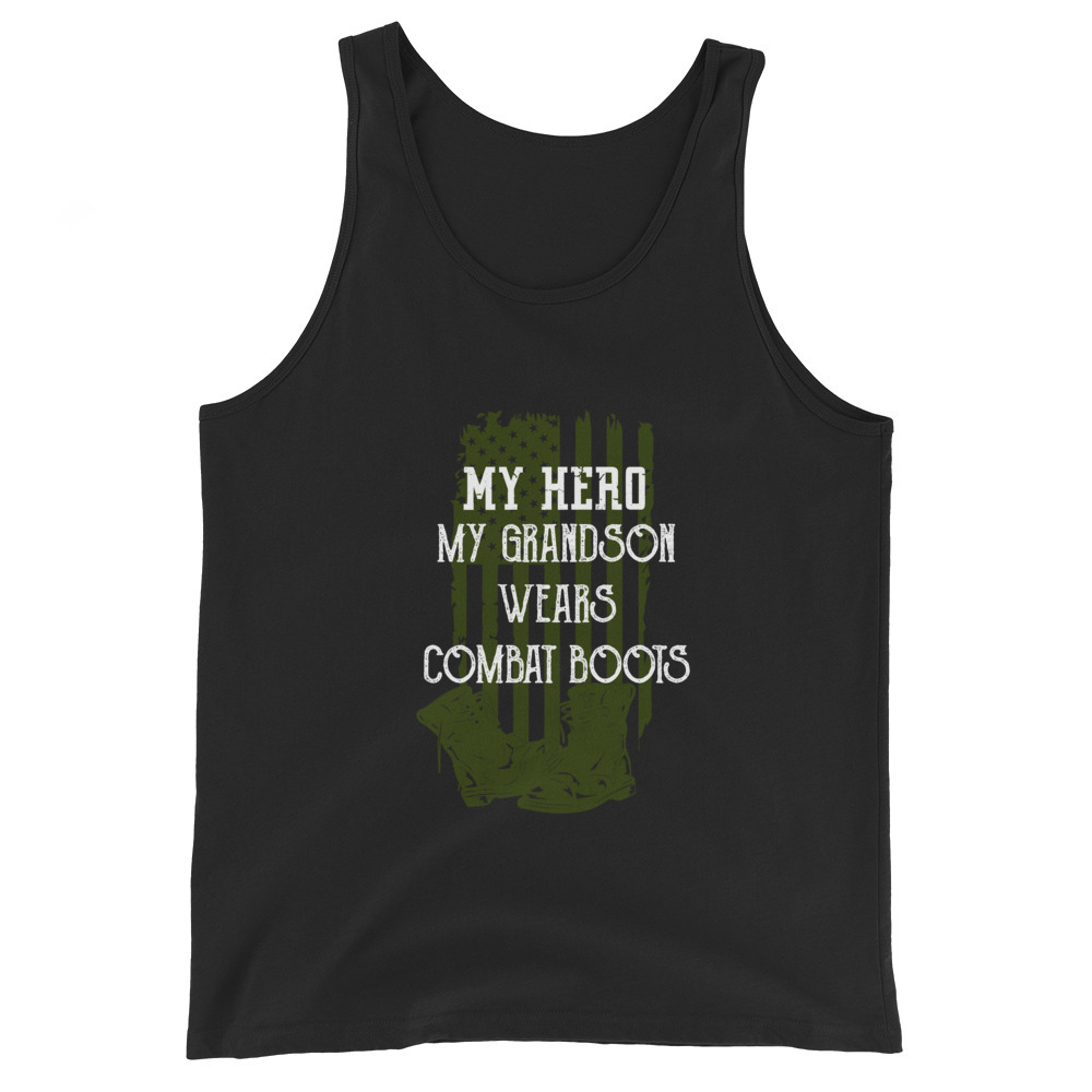 My Hero My Grandson Wears Combat Boots T Shirt Uniform Support Unisex Tank Top