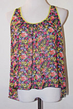 Wet Seal Juniors Tank Top Medium Floral Multicolor Sheer Racerback High ... - £11.17 GBP