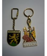 NEW! Two (2) Souvenir ESPANA and HEIDELBERG Metal Keychain Key Holder Ri... - £7.87 GBP