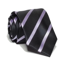 Valerio Garati Men Dress Tie Black Purple Stripes Polyester 2 3/4&quot; wide 58&quot; long - £13.26 GBP