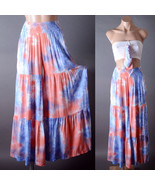 Orange Tie Dye Boho Bohemian Hippie Wide Leg Summer Beach Long Pants Mas... - $39.99