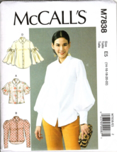 McCall&#39;s M7838 Misses 14 to 22 Button Front Tops UNCUT Sewing Pattern - £11.63 GBP