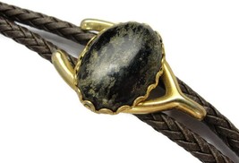 Wishbone Corded Bolo Neck Tie Black Cabochon Buckle - £22.20 GBP