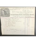PURE GOLD BAKING POWDER COMPANY vintage June 30 &amp; July 9, 1890 invoices ... - $20.79 CAD