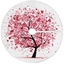 Love Tree Happy Valentine&#39;S Day Christmas Tree Skirt Decorations Pink Red Hear - £25.29 GBP