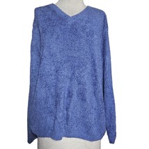 Blue Chenille V Neck Sweater Size XL - £19.78 GBP