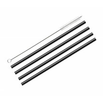 Cilio Black Glass 9&quot; Straight Drinking Straws with Cleaning Brush - Set ... - $18.95