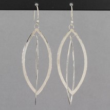 Retired Silpada Hammered Sterling Silver Double Marquise Dangle Earrings... - £35.80 GBP